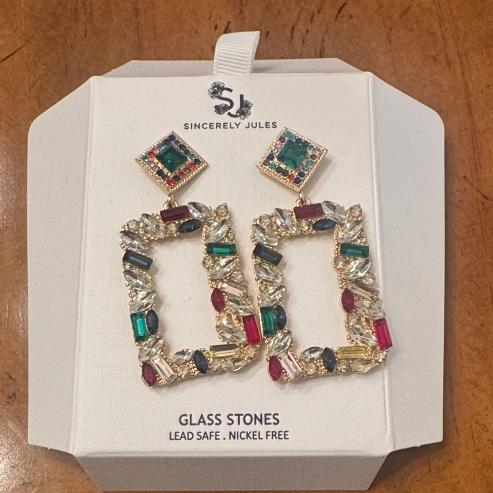 Sincerly Jules Multicolor Glass Stone Earrings